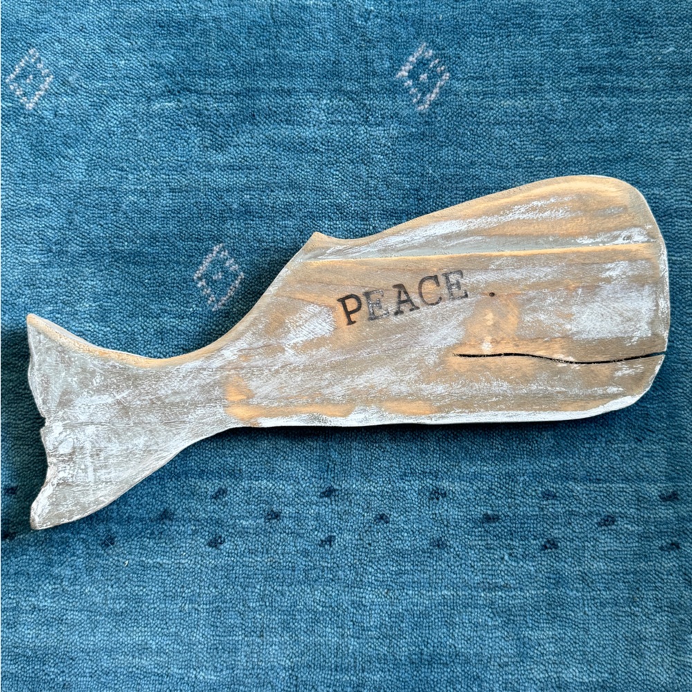 Wooden “peace” Whale